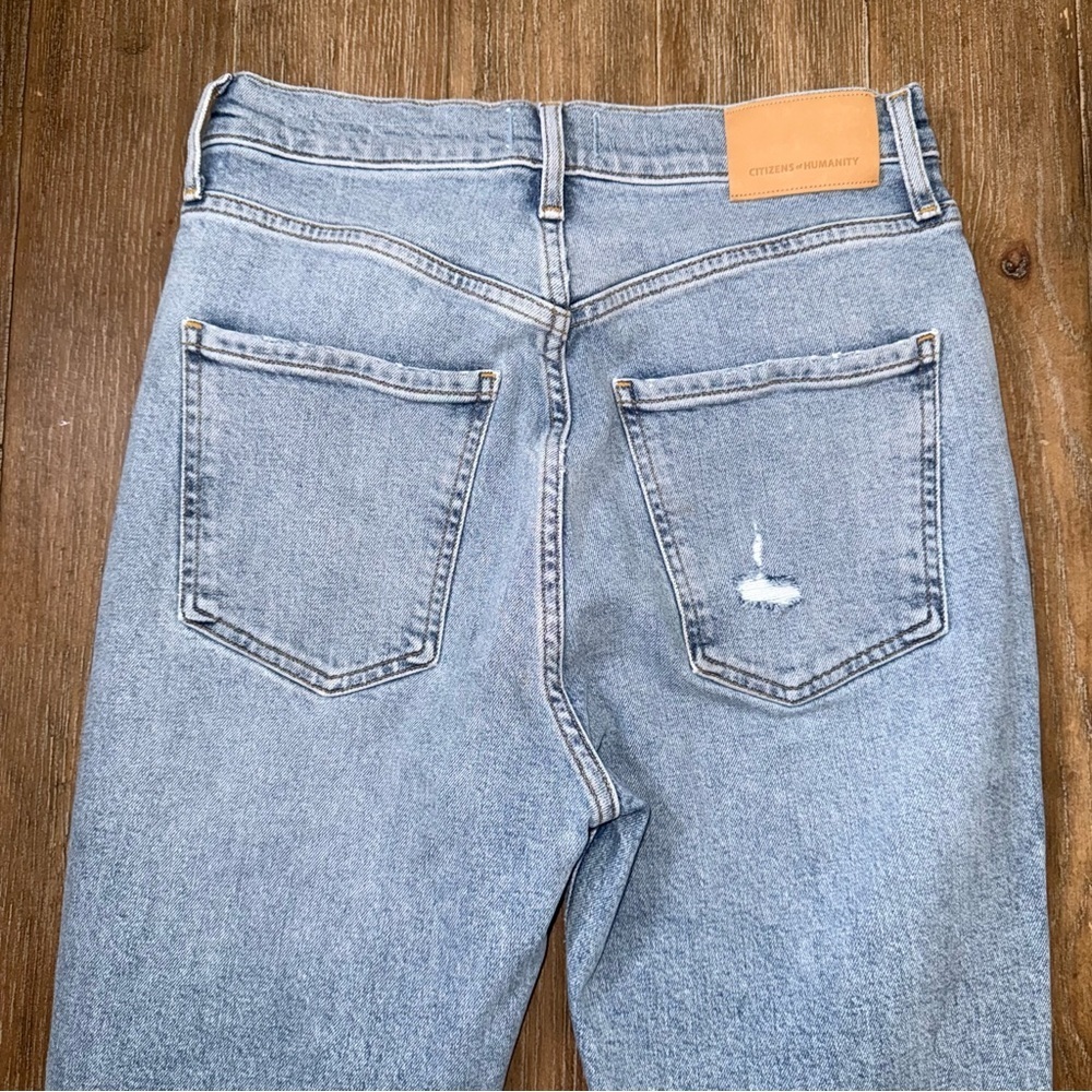 Citizens of Humanity Sabine Jeans 27 torn straight leg high rise button fly blue - Picture 11 of 12